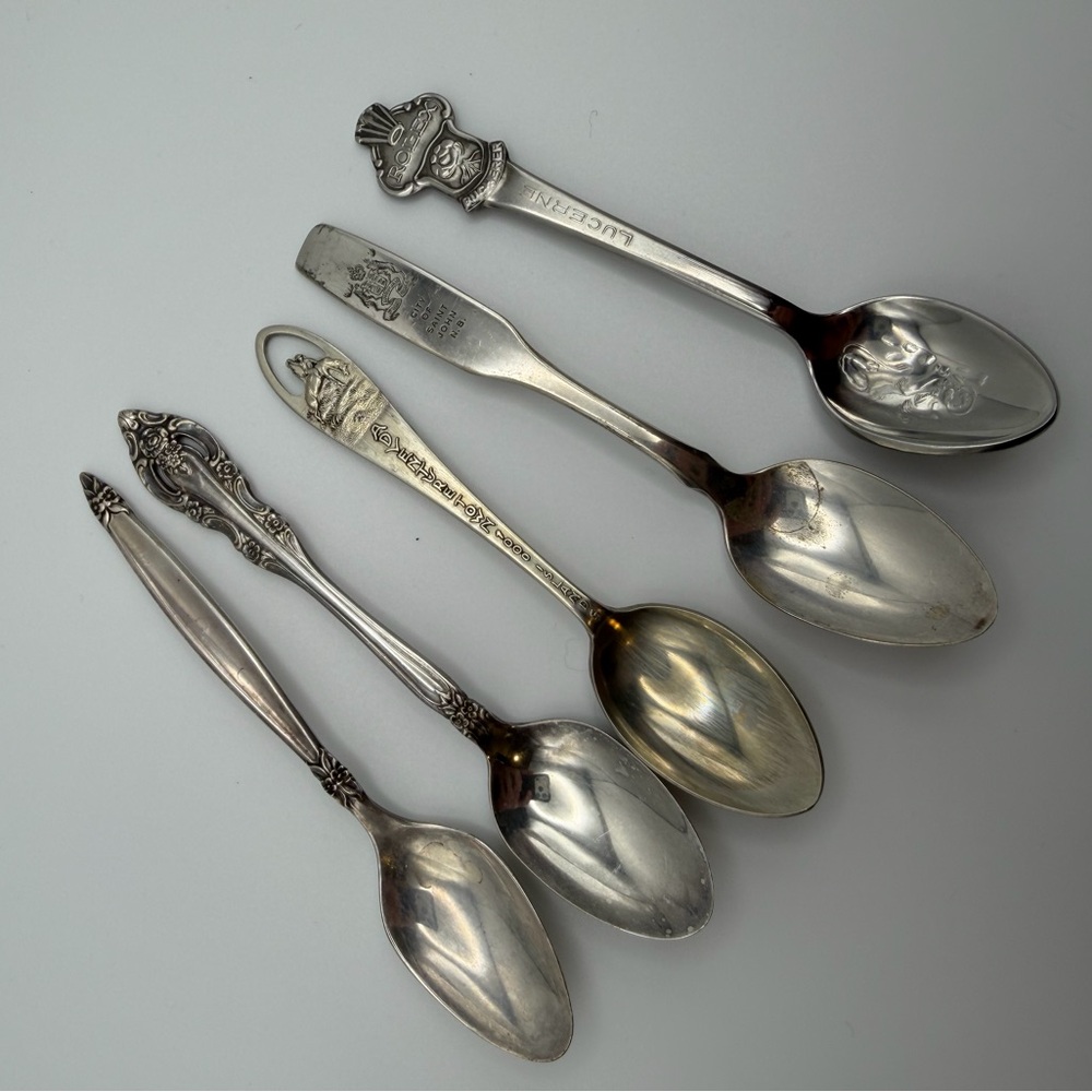 Vintage Silver Collectible Spoons Set